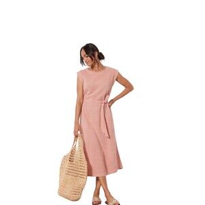 FAHERTY Dream Cotton Costa Gauzey Long Maxi Dress w/ Belt Sz M